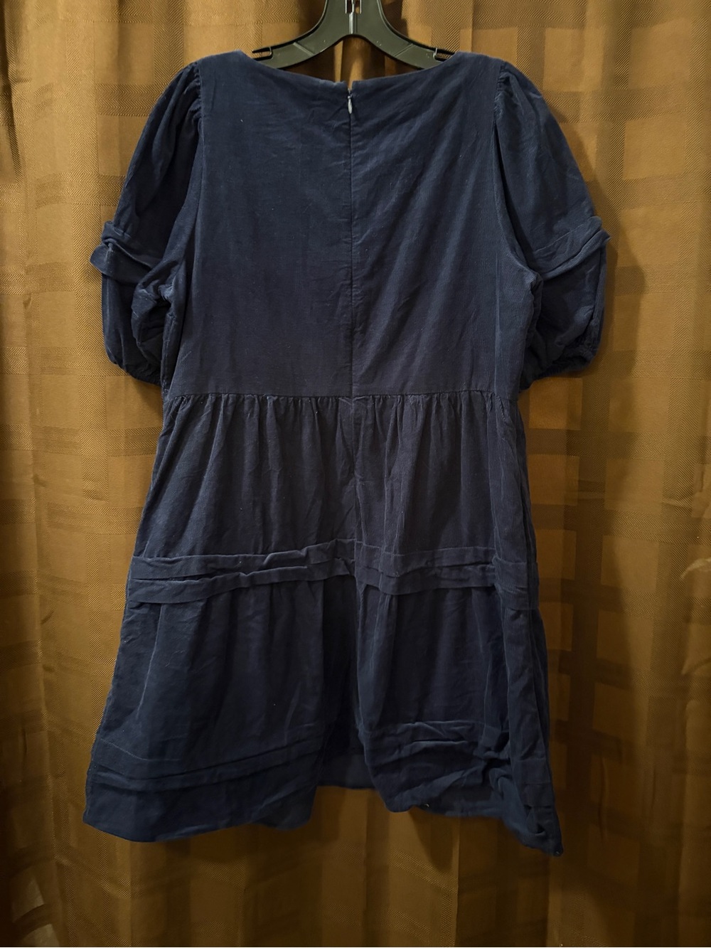 Madewell Corduroy Tiered Mini Dress U-Neck Deep Indigo Blue Women Medium - Picture 6 of 8